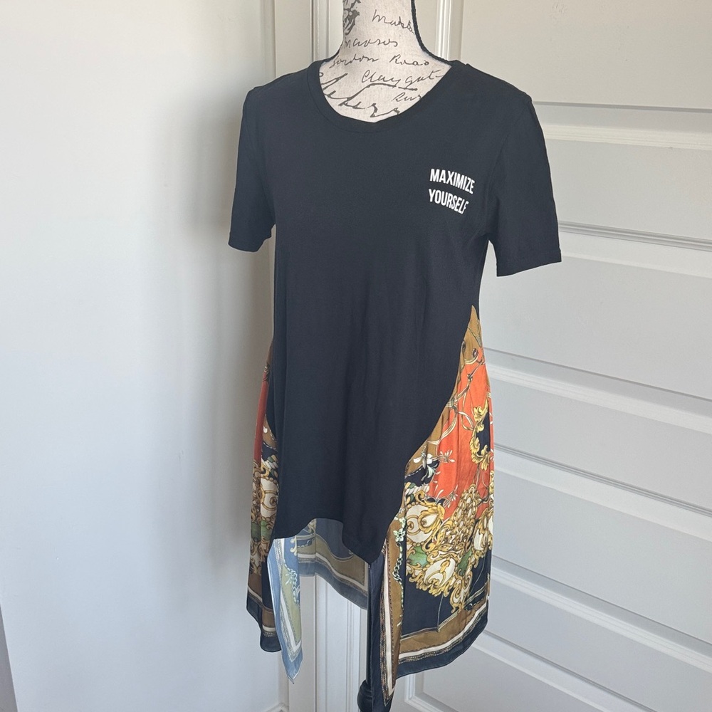 Zara Black T-Shirt  with Vibrant Print